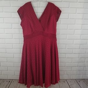 Lane Bryant red laced short sleeved dress